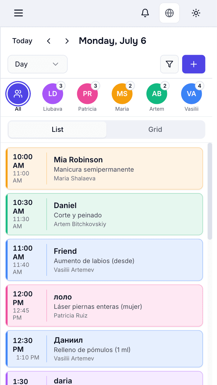 SimplePilot — mobile day view